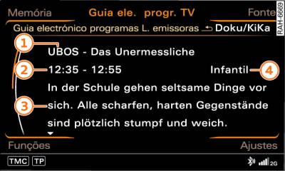 Informações sobre programas EPG